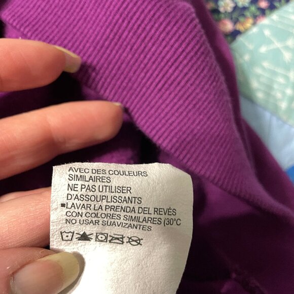 Women's Size XL Purple Hoodie Loose Sweatshirt W/ White & Silver Lettering Excel - Picture 9 of 14